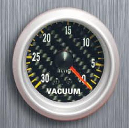 Ukazatel podtlaku v s�n�, st��brn� matn� r�me�ek, pr�m�r 52 mm