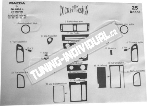 Mazda 3 04 - - dekor p��strojov� desky - Carbon
