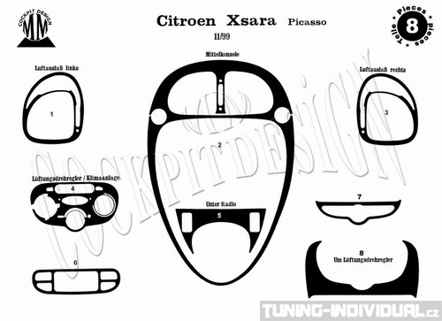 Citroen Picasso - dekor p��strojov� desky v proveden� MAHAGON