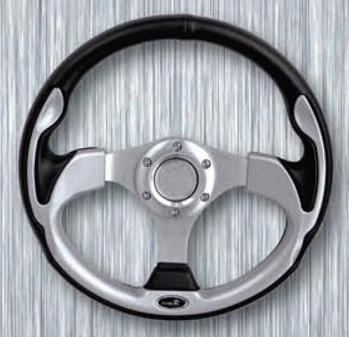 Sportovn� volant Rally, st��brno-�ern�, pr�m�r 320 mm