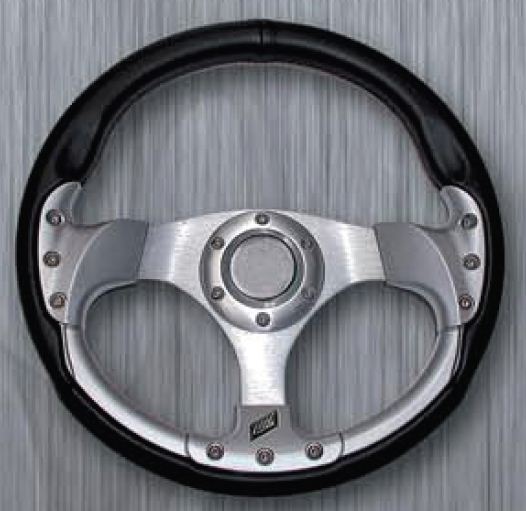 Sportovn� volant REV, st��brno-�ern�, pr�m�r 320 mm