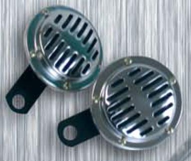 Klakson do auta, chrom, 12 V, 2 kusy