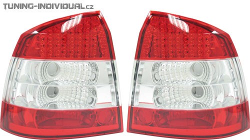 Zadn� �ir� lampy Opel Astra F s LED technologi�, �erveno b�l�. Cena za sadu.