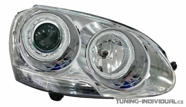 P�edn� sv�tla Angel Eyes VW Golf 5 chromov�. Cena je za p�r.