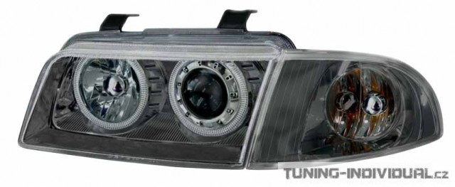 Angel Eyes p�edn� sv�tla s �ern�m pozad�m na Audi A4 (B5)