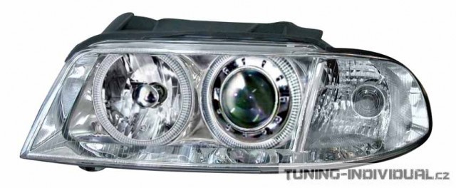 Angel Eyes p�edn� sv�tla na Audi A4 s chromov�m pozad�m