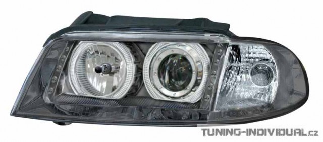 Angel Eyes p�edn� sv�tla s �ern�m pozad�m na Audi A4 r.v.99-01