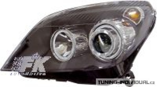 P�edn� sv�tla Angel Eyes na Opel Astra H v tmav�m proveden�, p�r