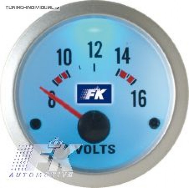 Bud�k voltmetr, pr�m�r 52 mm, sedmibarevn�, b�l� cifern�k