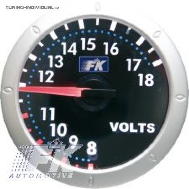 Bud�k voltmetr, pr�m�r 52 mm, podsv�cen�, st��brn� proveden�