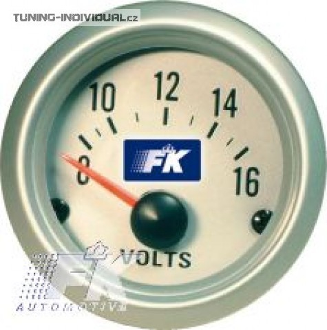 Bud�k voltmetr, pr�m�r 52 mm, podsv�cen�, st��brn� proveden�