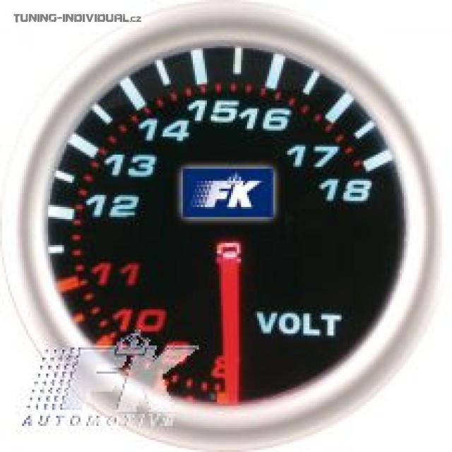 Bud�k voltmetr, pr�m�r 52mm, podsv�cen� b�le, st��brn� proveden�