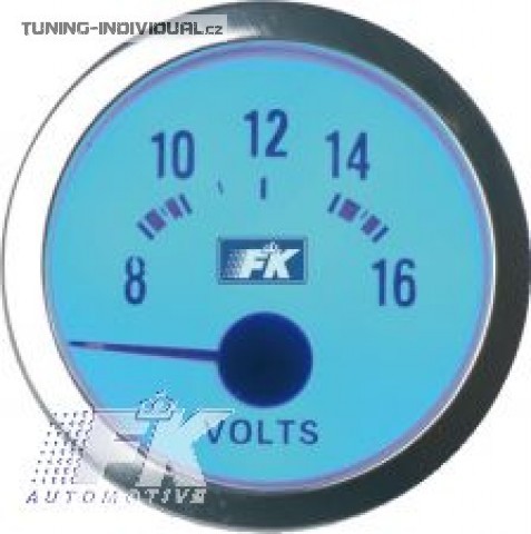 Bud�k Voltmetr, pr�m�r 52 mm, podsv�cen� modr� plasma