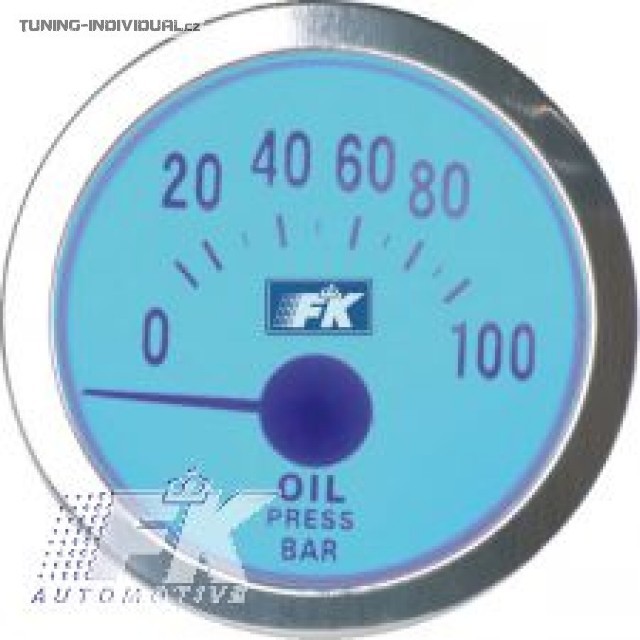 Bud�k na kontrolu tlaku oleje, pr�m�r 52 mm, podsv�cen� modr�