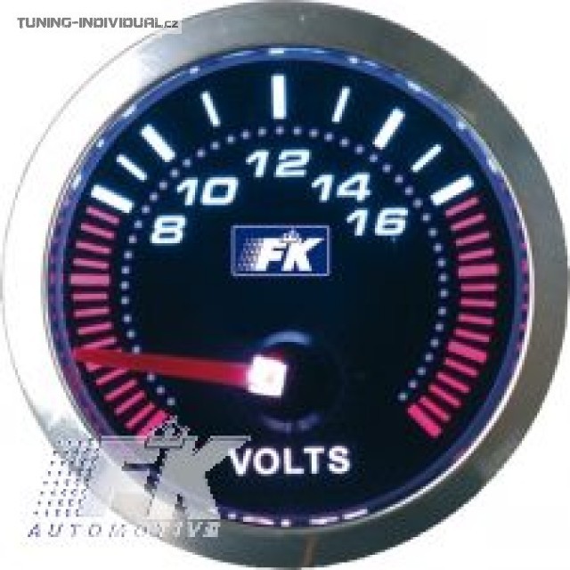 Bud�k Voltmetr, pr�m�r 52 mm, �erno-chromov�, podsv�cen�