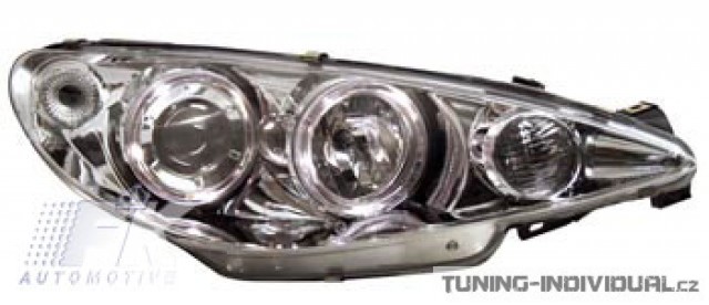 P�edn� sv�tla Angel Eyes na Peugeot 206 v chromov�m proveden�